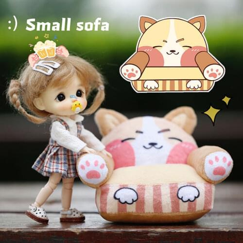 Ob11 Doll Accessories Sofa Doll House Home Mini Corgi Sofa for Molly , Obitsu11, YMY, GSC Body ,1/8 ,1/12bjd Doll