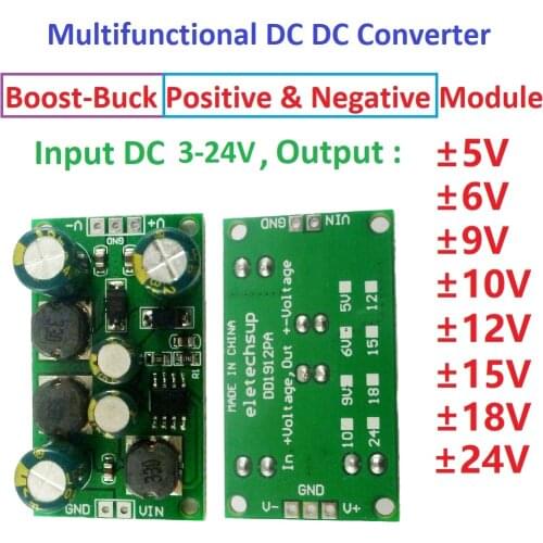 Multifunction DC-DC Converter Step-up Step-down Dual Voltage Regulator Module Input 3-24V Output +-5V 6V 9V 10V 12V 15V 18V 24V