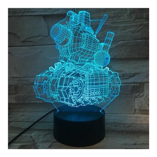 Tank Model Night Light Acrylic 3D LED Desk Lamp USB Nightlight Touch Switch Best Gift for Kids Room Party Decor Birthday Gift