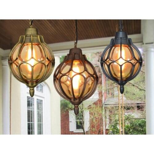 Outdoor waterproof ceiling ball lamp balcony energy saving garden Earth lights European retro aisle rain global pendant lamp