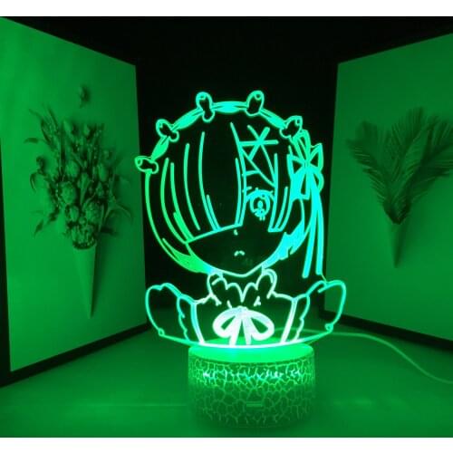 Anime Re Zero Starting Life In Another World Night Light for Room Decor Nightlight Gift Light Re Zero Rem 3D LED Lamp