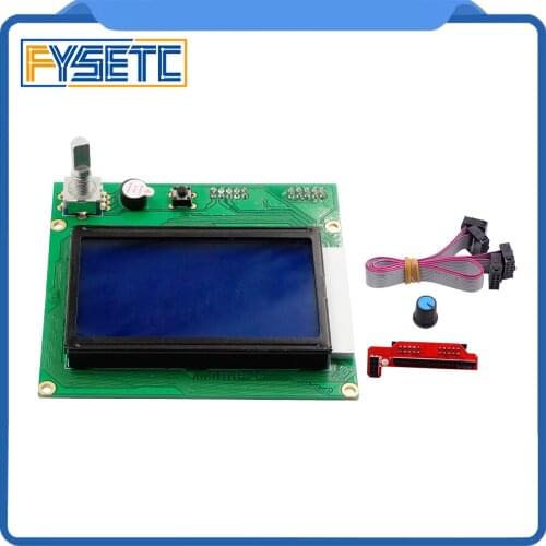 New 12864 LCD With Smart Adapter RAMPS 1.4 Controller Control Panel LCD 12864 Display Monitor Blue Screen Module For Anet A6