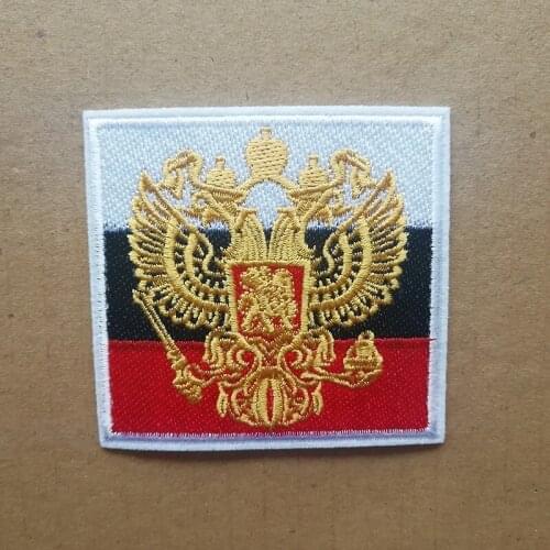 Originality Tuba Golden Russia National Emblem Patches Iron Coat Eagle Back Rubber Embroidery Clothing Accessories Biker Patches