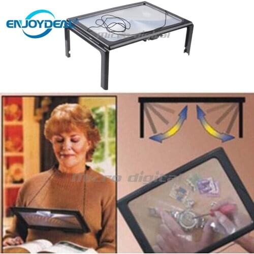 Portable Concessions 4 LED Foldable Desk Type Magnifying Glass Magnifier Reading Light For Enjoy Embroidery Knitting Sewing