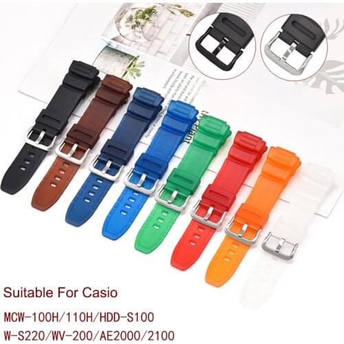 Watch strap for Casio MCW-100H W-S220 AE-2000 AE-2100 W-S220 Sports watch accessorys 16mm watchband Bracelet Belt straps