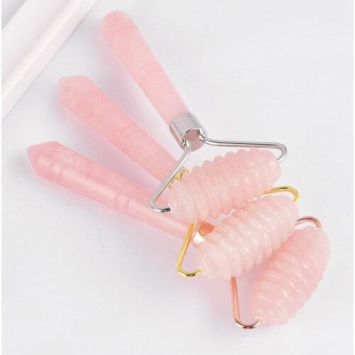 Micro Needle Jade Face Roller Natural Rose Quartz Boby Massage Stone Anti Cellulite Beauty Skin Health Care Face Lift Tool