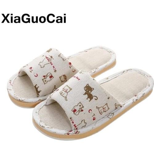 Women Home Slippers Spring Autumn Female Linen Slippers Indoor Bedroom Floor Flax Flip Flops Unisex EVA Lightweight Foam Slipper