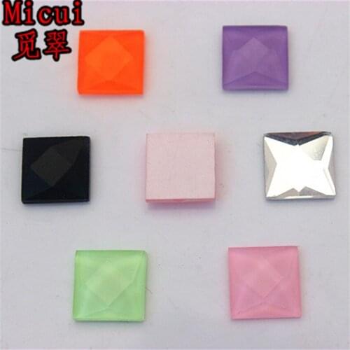 Micui 50PCS 10*10mm Square Crystal Mix Color Non HotFix FlatBack Rhinestones Glass strass,Fancy Shape Square Stone ZZ280