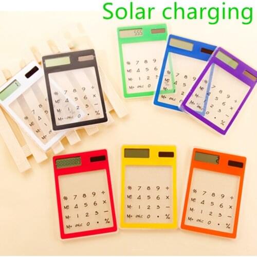 Ultra-thin Handheld Transparent Scientific Calculator Cute Pocket Calculator Solar Calculators Scientific for School Meeting