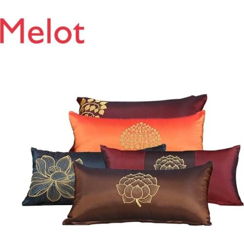 Thailand Cushion Pillow Southeast Asia Neoclassical Plant Flower Figure Thai Silk Fabric Decoration Lumbar Pillow Lumbar Cushion