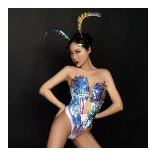 Women Jazz Dance Costumes Colorful Sequin Bodysuit Bar Pole Dancing Clothing Nightclub Hip Hop Ds Stage party costume