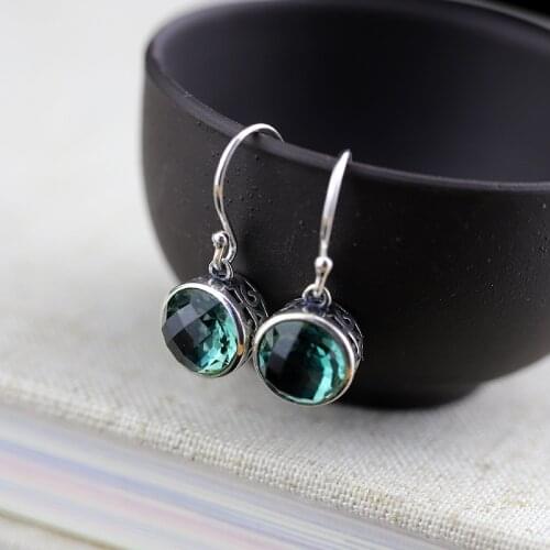 New Fashion Green Crystal 925 Silver Wedding Drop Earring 925 Sterling Silver Geometric Section Earrings For Women Jewelry