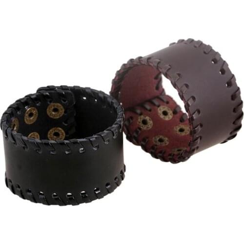 Fashion Women Men Biker Wide Bracelet Cuff Wristband Big Leather Charm Casual Retro Bangle Wrap Vintage Hippie Punk Jewelry Gift
