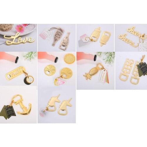 200pcs Gold Unicorn Party Cheer Orange Lover Pineapple shape Beer Bottle Opener Wedding Party Favors Gift 10 Styles SN1557