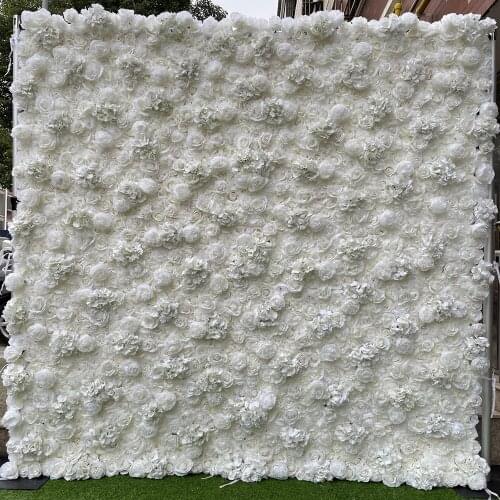 3D Artificial FlowerWall Panel Wedding White/Ivory Peony And Rose Backdrop Runners Home Decor GY842
