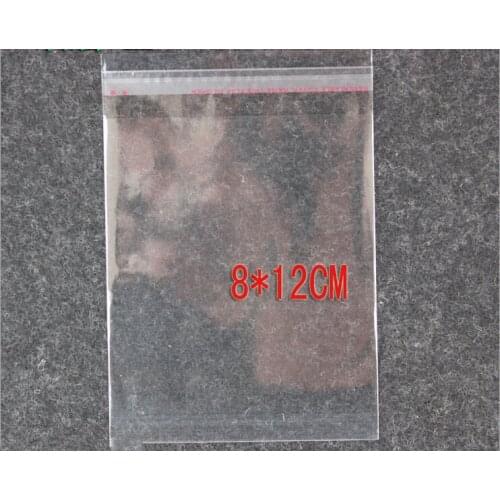 500PCS 8x12cm opp transparent clear self adhesive seal plastic bags for necklace/jewelry/gift/Headbands diy small packing bag pe