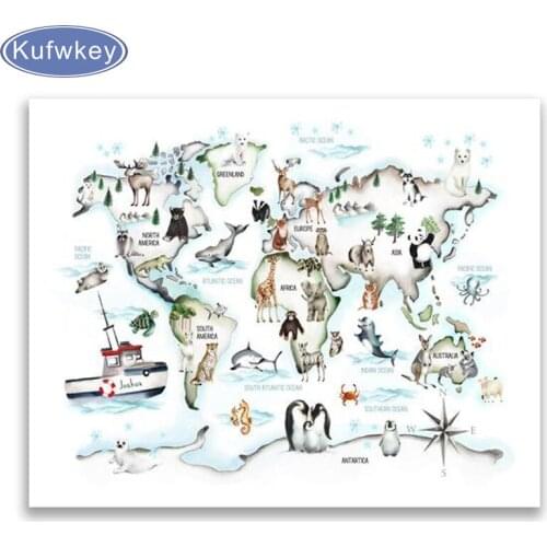 Animal World Map Diamond Painting Full Square/round drill Mosaic Rhinestone of Picture 5d diy Diamond Embroidery Sale Home Decor