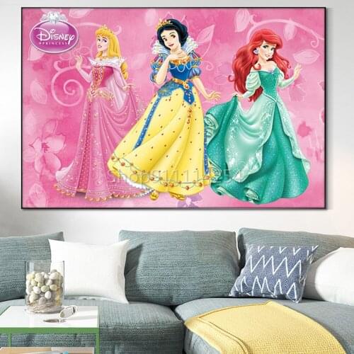 Diamond Painting DIY 5D Disney Cartoon Watercolor Princess Wall Art Diamond Embroidery Girl Room Childrens Gift Mosaic Picture