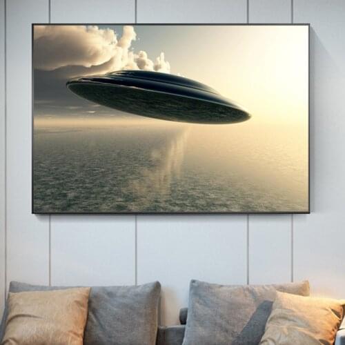 UFO Archives Aliens Flying Saucer HD Posters And Prints Science Fiction Film Picture On Canvas Wall Art Painting For Living Room