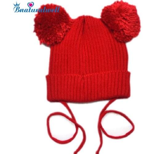 Bnaturalwell Newborn Crochet Warm Baby Beanie Hats For Infant Girls Boys Knitted Skullies Cute Printing Knitted Caps H005