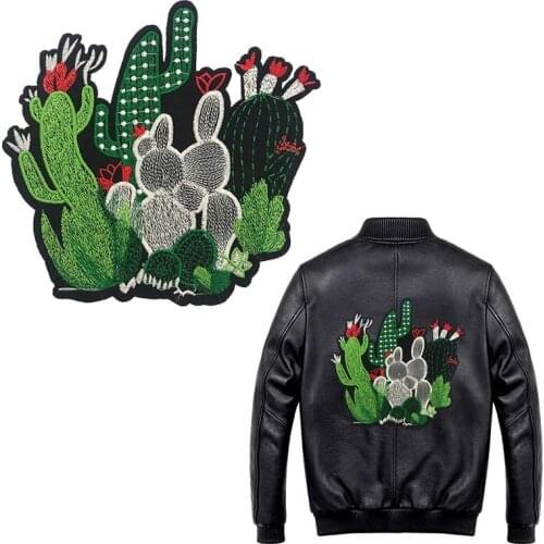 Floral Cactus Patches for Clothes Iron on Embroidered Sewing Applique Cute Patch Fabric Badges Garment DIY Apparel Accessories