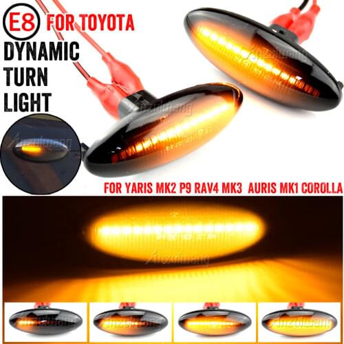 2 pieces For Toyota Yaris COROLLA Auris Mk1 E15 RAV4 Mk3 Dynamic Led Turn Signal Side Marker Lights Sequential Blinker Lamps