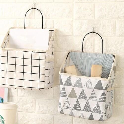 Home Hanging Storage Bags Organizer Wall-mounted Storage Bag Book Magazine Mobile Phone Holder Door Wall Storage Bag With Hook