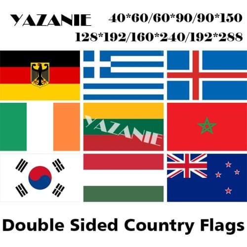 YAZANIE Double Sided Germany Greece Iceland Ireland Lithuania Morocco South Korea Hungary New Zealand Printed Flags and Banners