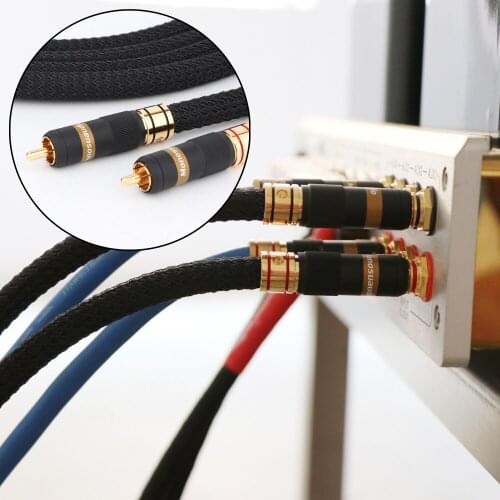 Pair Monosaudio A202R 5N OFC Copper Silver Plated RCA Male Interconnect Signal Cable, RCA Adapter Connector cable wire