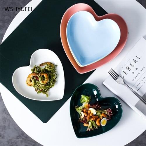 Nordic style heart-shaped ceramic creative western food dessert plate household light luxury snacks snack ceramic cold dishes