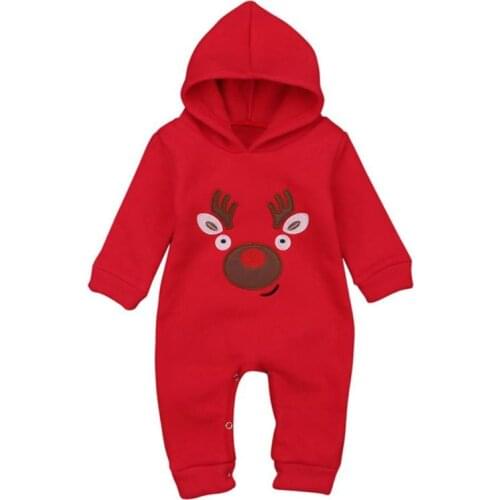 Baby Christmas Boy Girl Rompers Fashion Trend Jumpsuits Comfort Soft Long Sleeve Korean Hooded Fleece Thick Winter