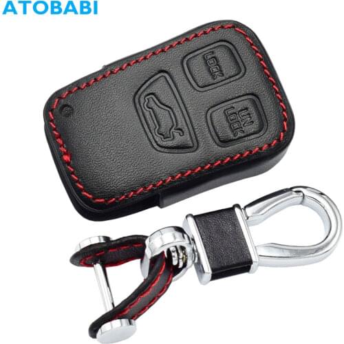 Leather Car Key Case For Volvo S40 S70 S90 V40 V90 C70 3 Buttons Smart Remote Fob Cover Keychain Protector Bag Auto Accessories