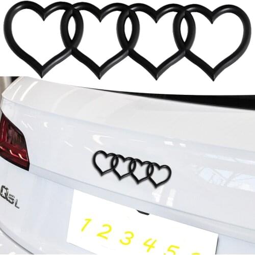 Creative Heart-shaped Emblem Luggage Rear Trunk Replace Logo Sticker For Audi A6 A7 A8 A8L B4 B5 B6 B7 B8 B9 Allroad Q2 Q3 Q4