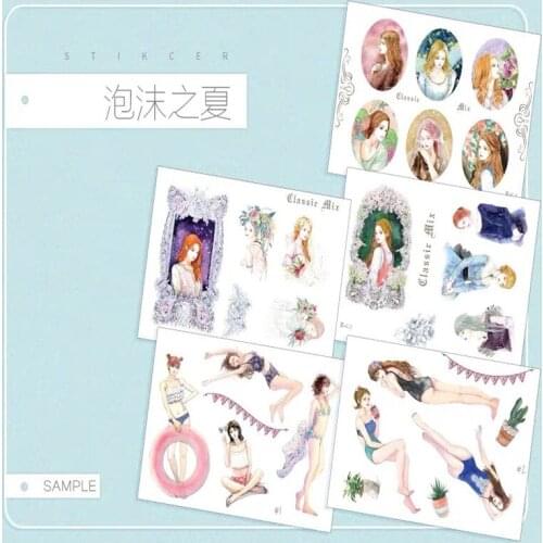 2020 Summer Girls Card Making DIY Scrapbooking Label Sticker Adhesive Journal Stickers Sheets