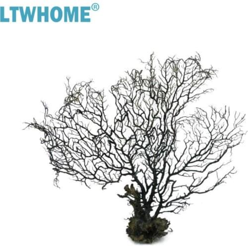LTWHOME 28cm Big Black Sea Fan Fish Tank Aquarium Decoration, Sea Coral Ornament TR-02