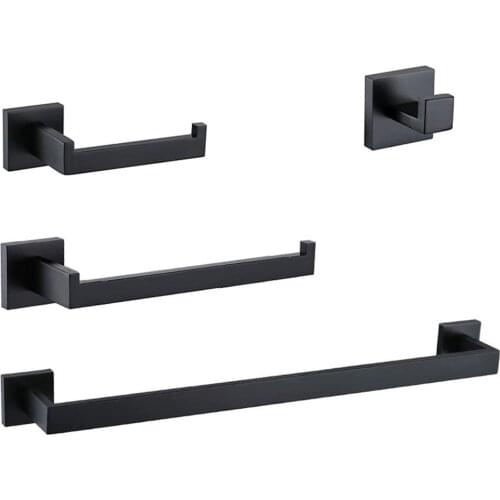 Matte Black Stainless Steel Bathroom Hardware Sets Robe Hook Towel Bar Toilet Paper Holder Bathroom Accessories Sets