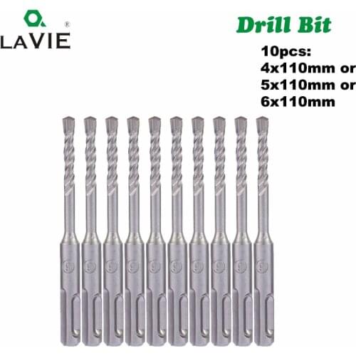 10pcs Electric Hammer SDS Plus Drill Bits Set 110mm Concrete Wall Brick Block Masonry Hole Saw Drilling