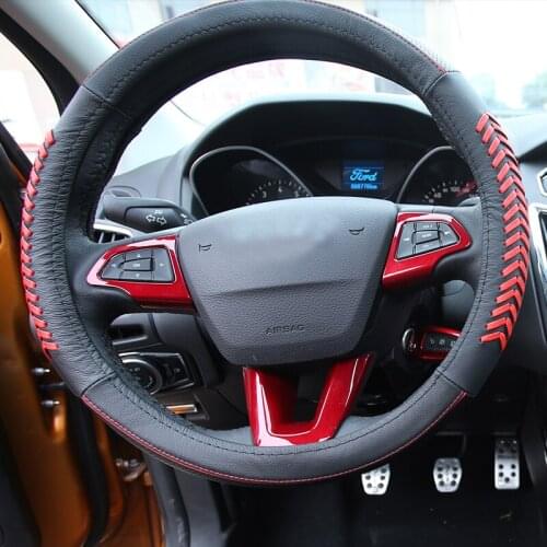 Three styles of ABS Paint Car Steering Wheel Decoration Trim Sequins Sticker For Ford Focus 4 MK4 2014 2015 2016 2017 Accessorie
