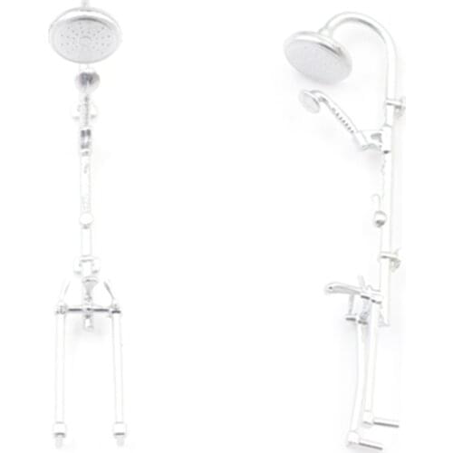 Newest 8.5cm 1:12 Miniature Bathroom Bath Shower Faucet Dollhouse Miniature Faucet Bathroom Accessories Dollhouse