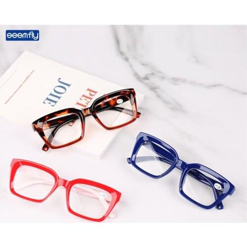 Seemfly Reading Glasses Large Square Frame Classic Retro Fashion Presbyopic Eyeglasses For Men And Women With Diopter +1.0to+4.0
