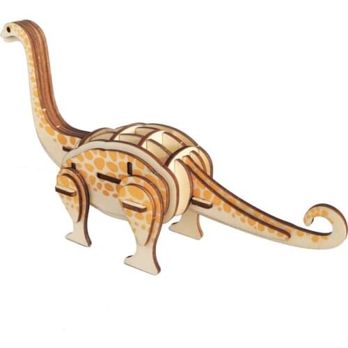 P112 Children 3D Puzzle Wooden Toys wood Brontosaurus 3D Wooden Games Brain Puzzle Teaser Creative Childrens Toys DIY gift