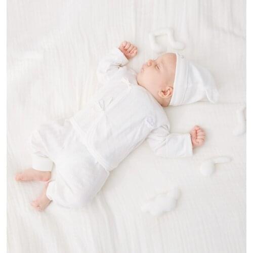 Pureborn Newborn Pajams Set Supima Cotton Unisex Baby Nightwear Clothing Set Pure Color Sleepwear with Strapes Baby Suit