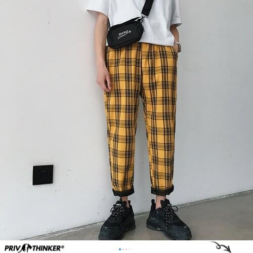 Privathinker Men Women Korean Black Plaid Casual Pants 2021 Mens Streetwear Harem Pants Male Checkered Trousers Plus Size