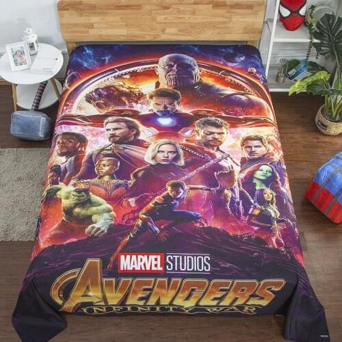 The Avengers Marvel Movie Bedsheet Flatsheet Hulk Iron Man Captain America Baby Boys Adult Cartoon bed Home Cover Sheet