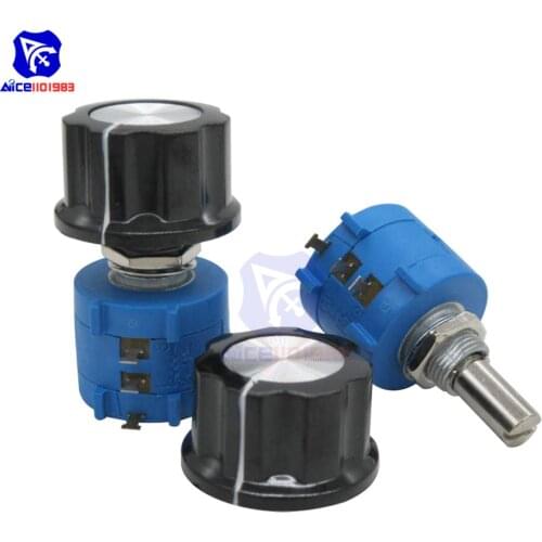 Diymore Wirewound Potentiometer 3590S 500R/1K/2K/5K/10K/20K/50K/100KΩ Linear Rotary Wire Wound Potentiometer with 6mm Dia. Knob