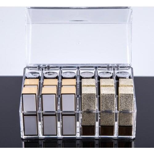 Transparent Lipstick Storage - 18 Compartment - Makeup Lipstick Cosmetic Display Stand Stand Bracket Storage
