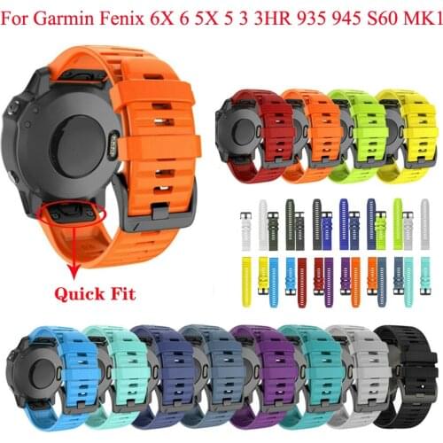JKER 22 26mm Smart Watch Band Straps For Garmin Fenix 6 6X 6S 5X 5 5S 3 3HR Forerunner 935 945 Quick Release Silicone Wirstband