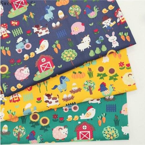 Cartoon Bird Flower Printed Twill Fabric Cotton By Half Meter For Sewing Baby Bed Sheet Patchwork Cloth hometextile 160x50cm