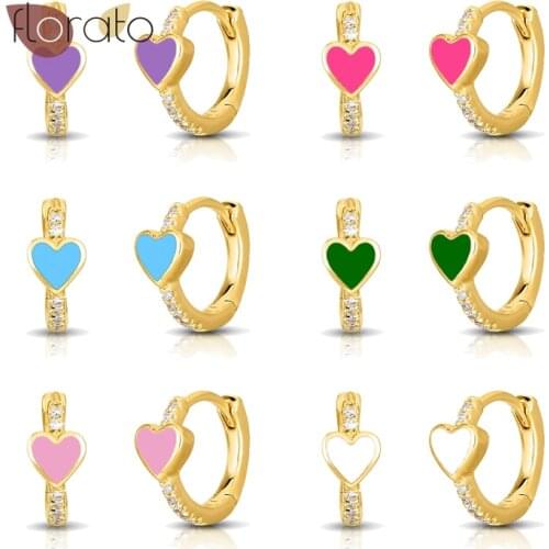 Korean Style Stars/Love Gold Hoop Earrings 925 Sterling Silver Ear Buckle Simple Exquisite CZ Earrings For Women Birthday Gifts