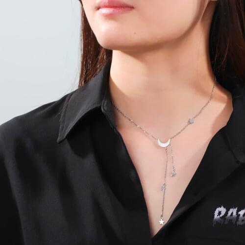 Skyrim Moon Star Womens Necklace Stainless Steel Simple Aesthetic Female Choker Chain Necklaces 2021 Trend Jewelry Gifts Bijoux